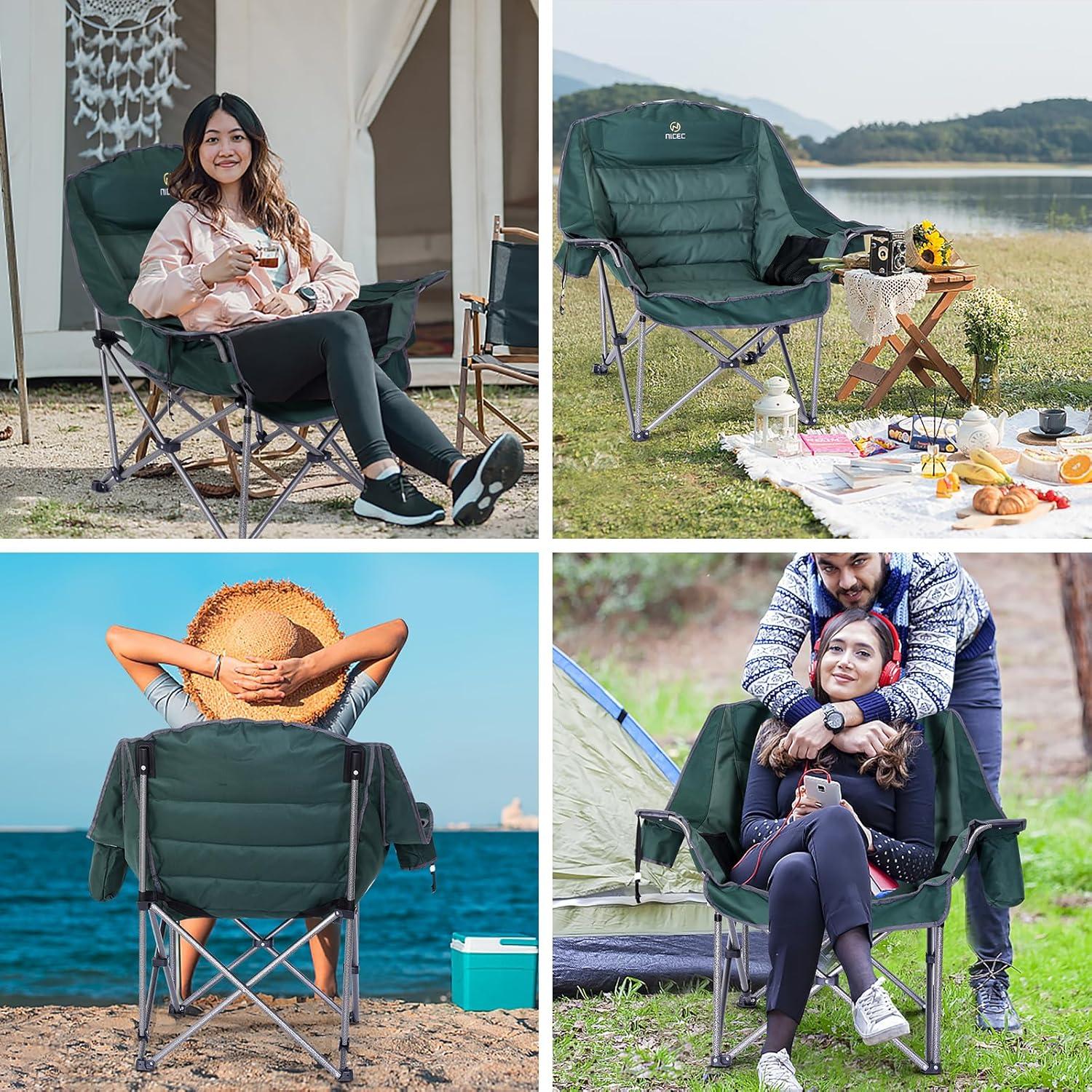 Silla de Camping Nice C XL Acolchada Verde Plegable 181 kg