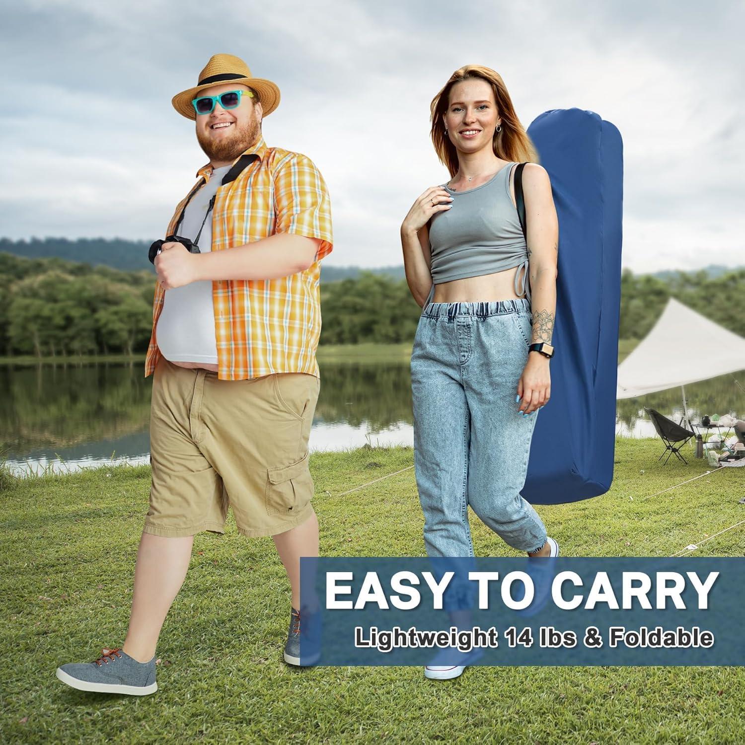 MENOLY Oversized Folding Camping Chair, 500lbs Support Max with Cooler Bag, Multiple Side Pockets & Cup Holder, Heavy Duty Camping Chairs for Adults for Camping, Beach, Fishing