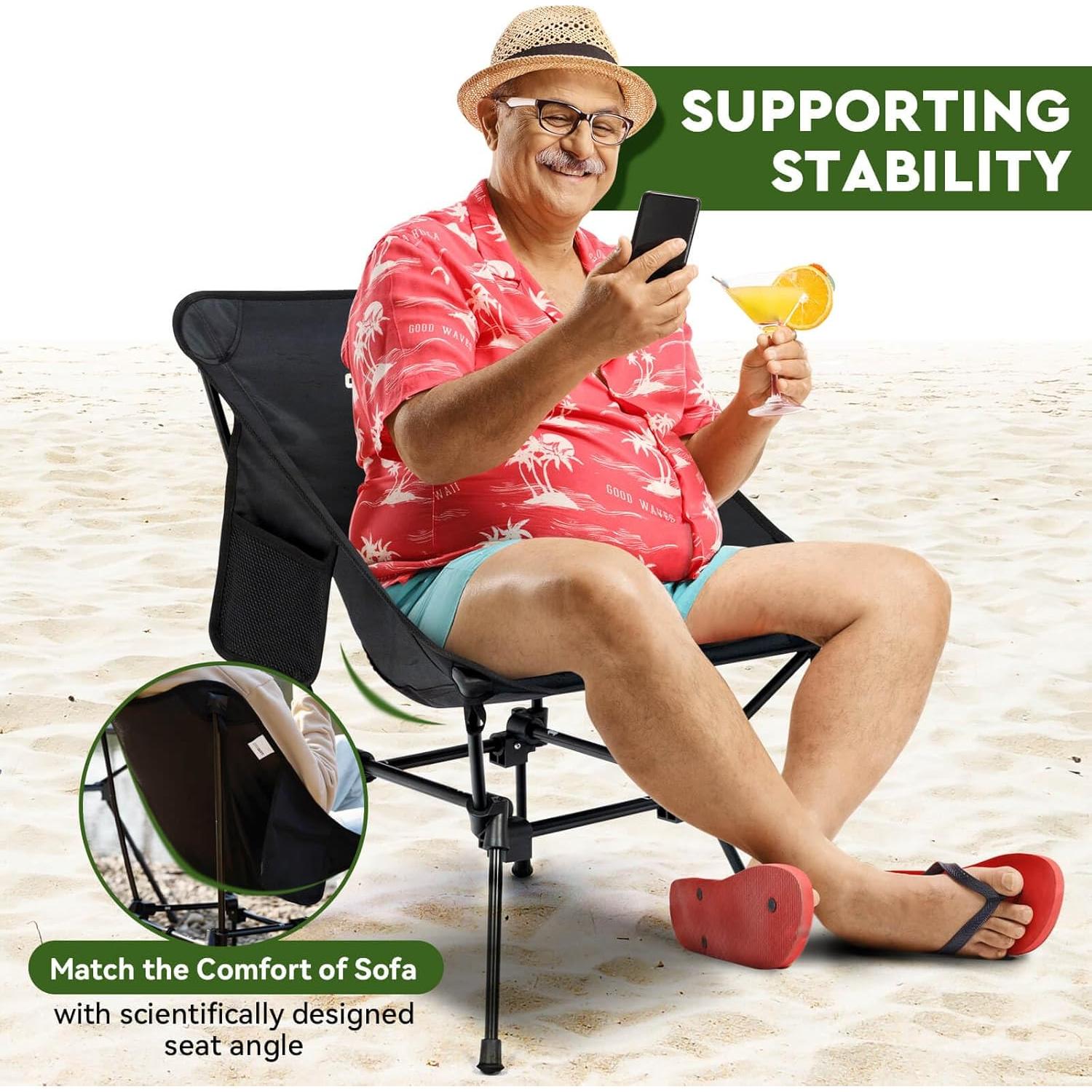 Silla de Camping Plegable Oragati Rec-a1 Negra Ajustable