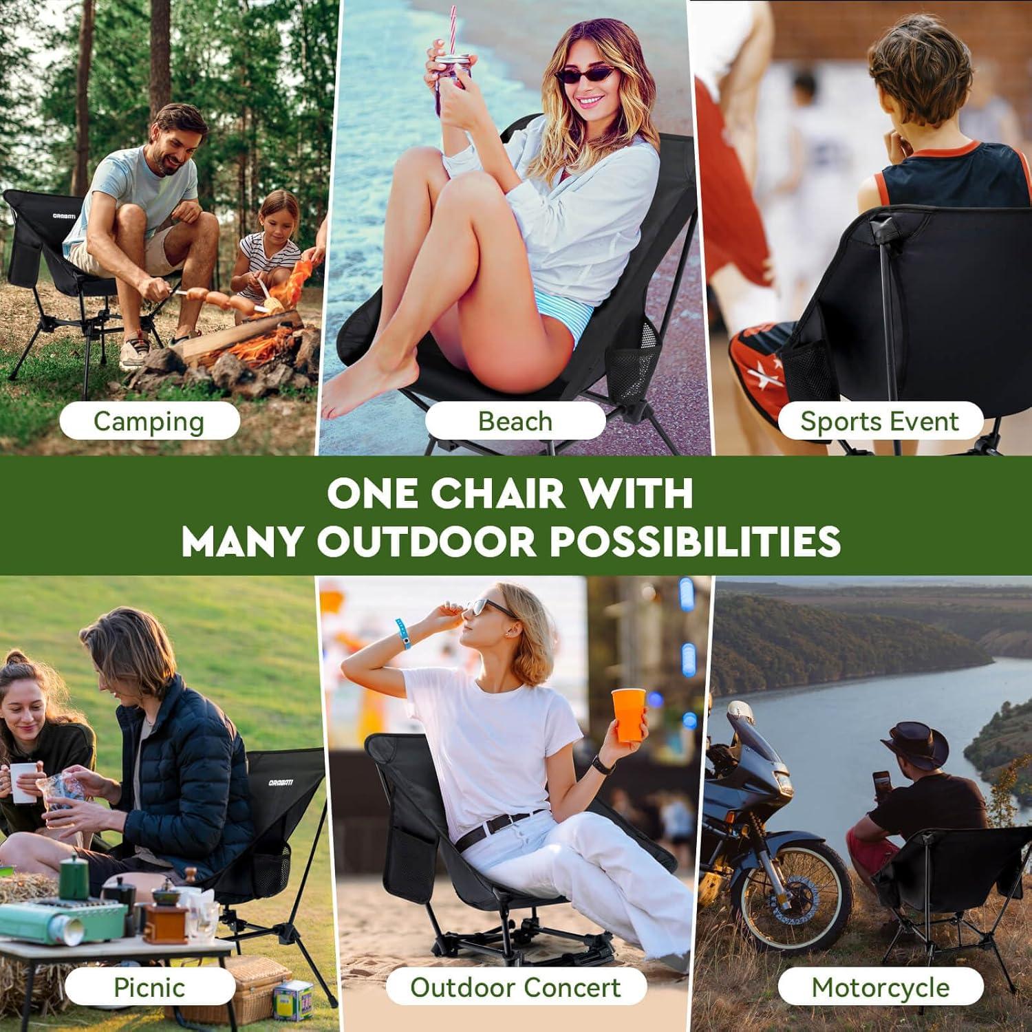 Silla de Camping Plegable Oragati Rec-a1 Negra Ajustable