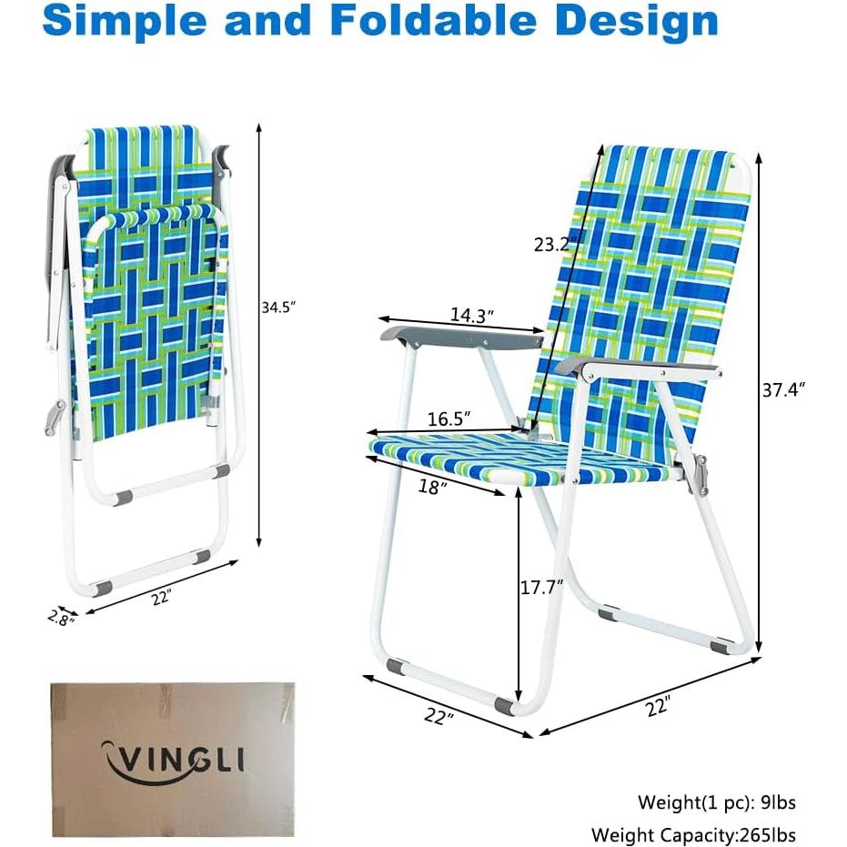 Conjunto de Sillas Plegables VINGLI para Patio 2 Unidades Azul