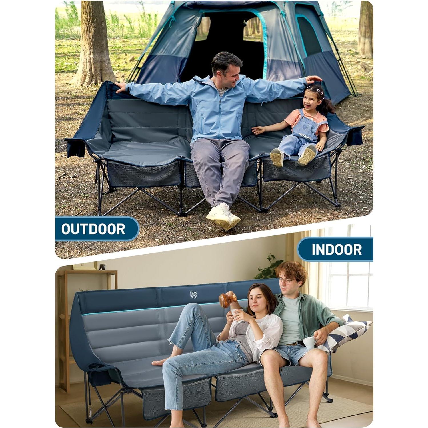 Silla de Camping Plegable TIMBER RIDGE para 3 Personas Azul