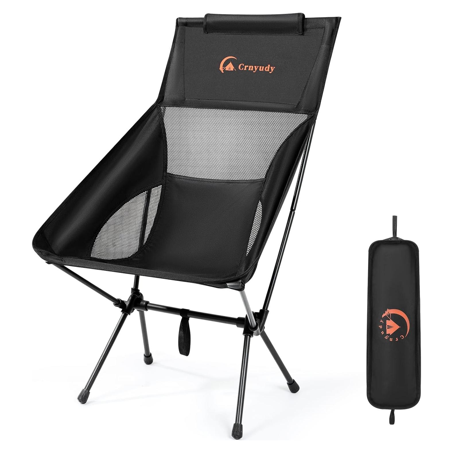 Silla de Camping Plegable Crnyudy Respaldo Alto 1.95 kg Negra