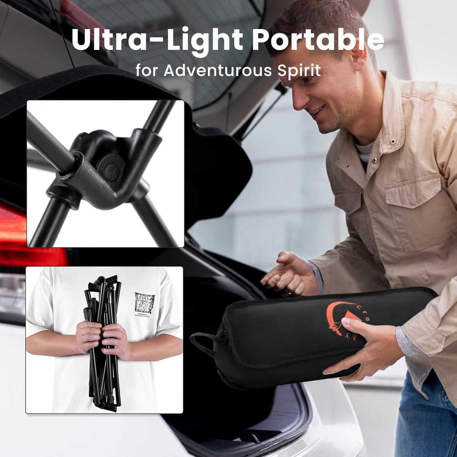 Silla de Camping Plegable Crnyudy Respaldo Alto 1.95 kg Negra