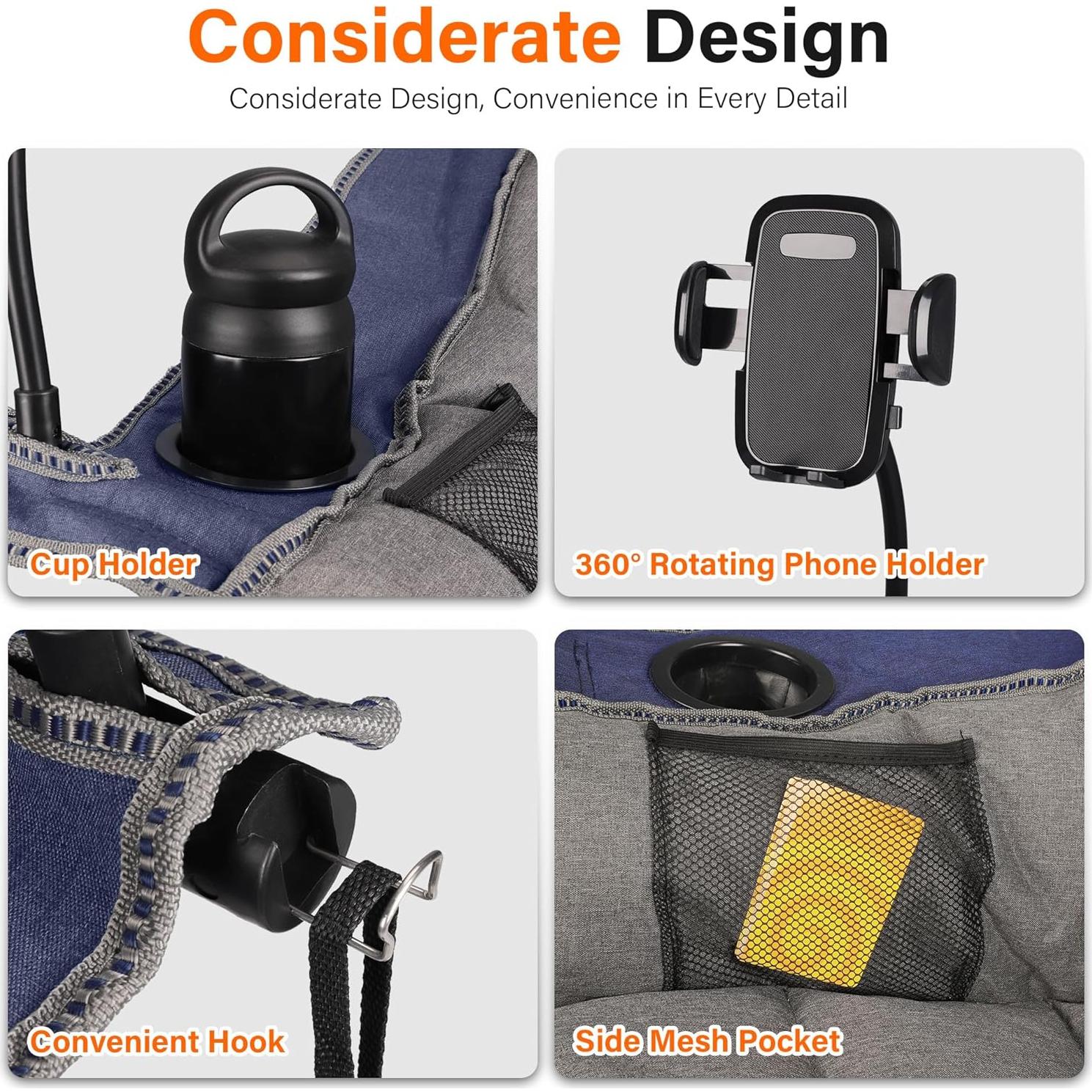 Silla de Camping Plegable Extra Grande CAMPHILL Azul 181 kg