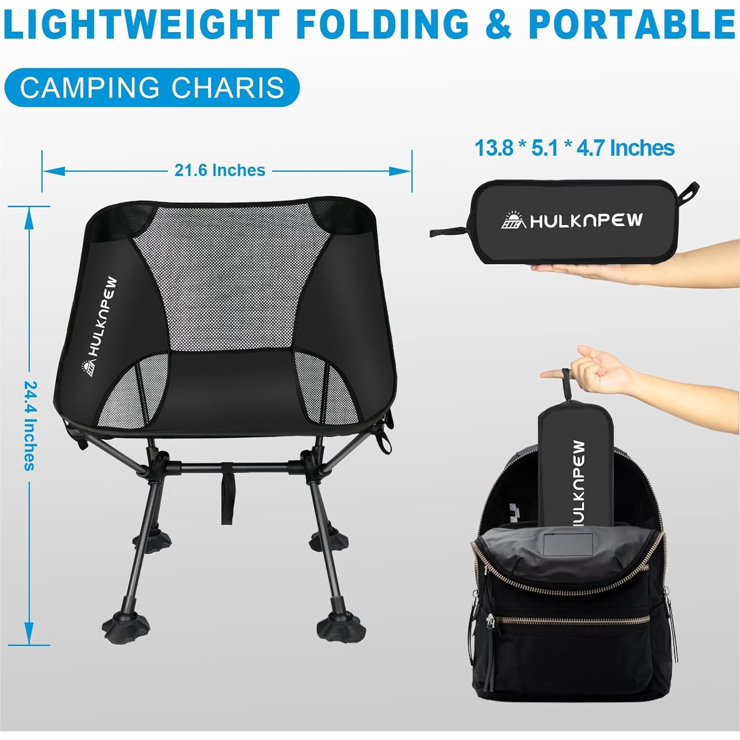 Silla de Camping Plegable HULKNPEW Ultraligera 1.57 kg
