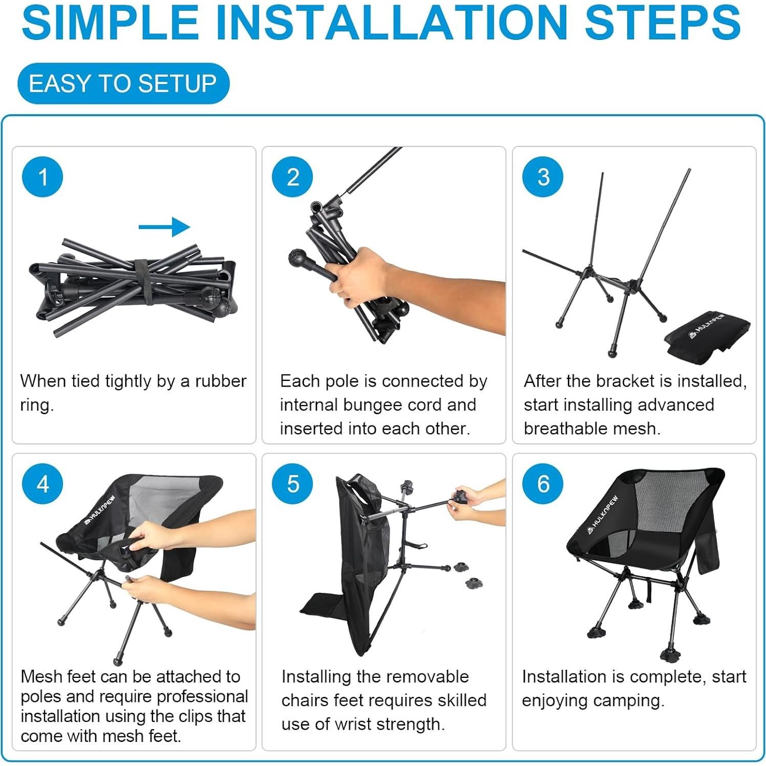 Silla de Camping Plegable HULKNPEW Ultraligera 1.57 kg