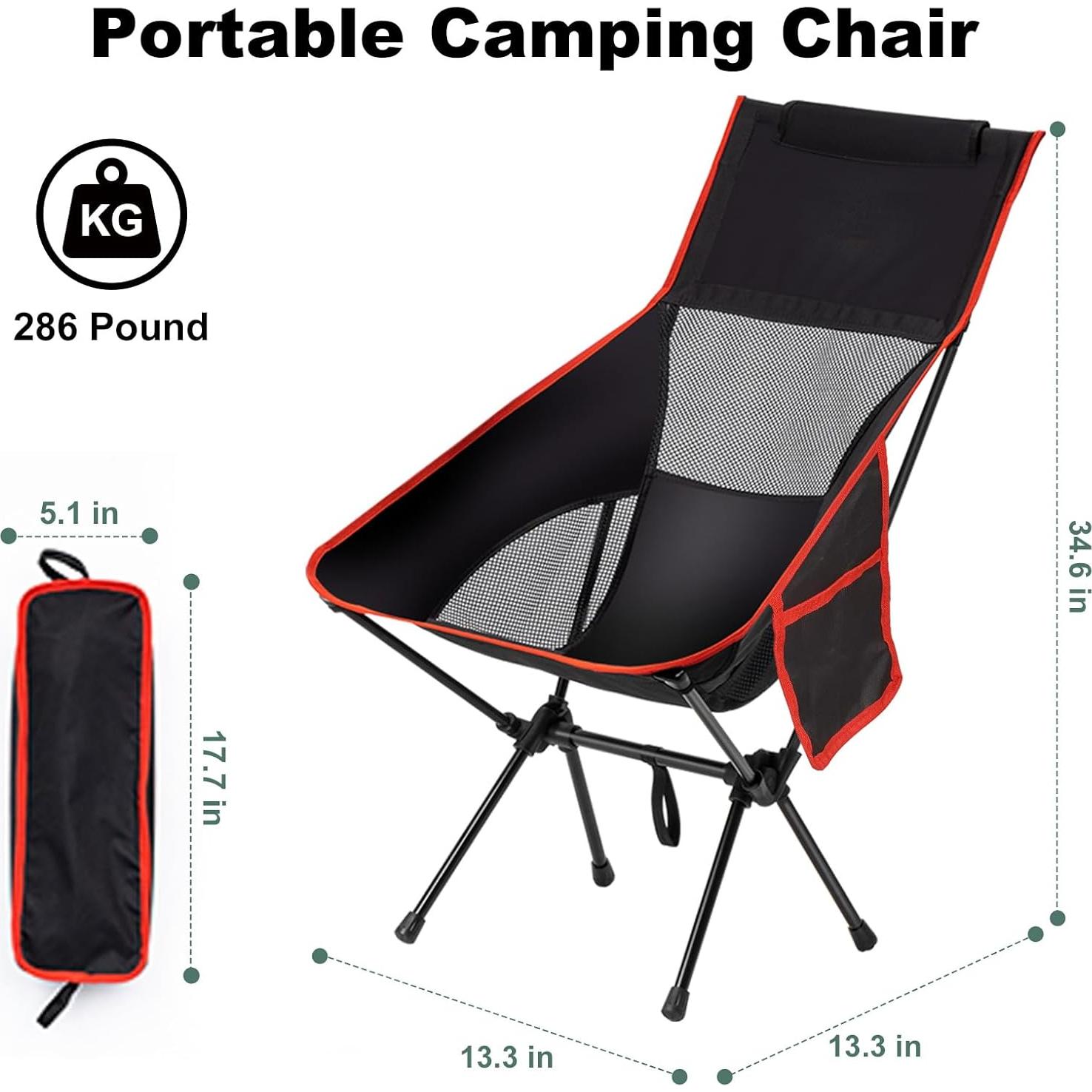Camping Chairs Portable, Foldable Chair Lightweight, Backpacking Chair for Adults, Folding Chairs for Outside Camp (Large)