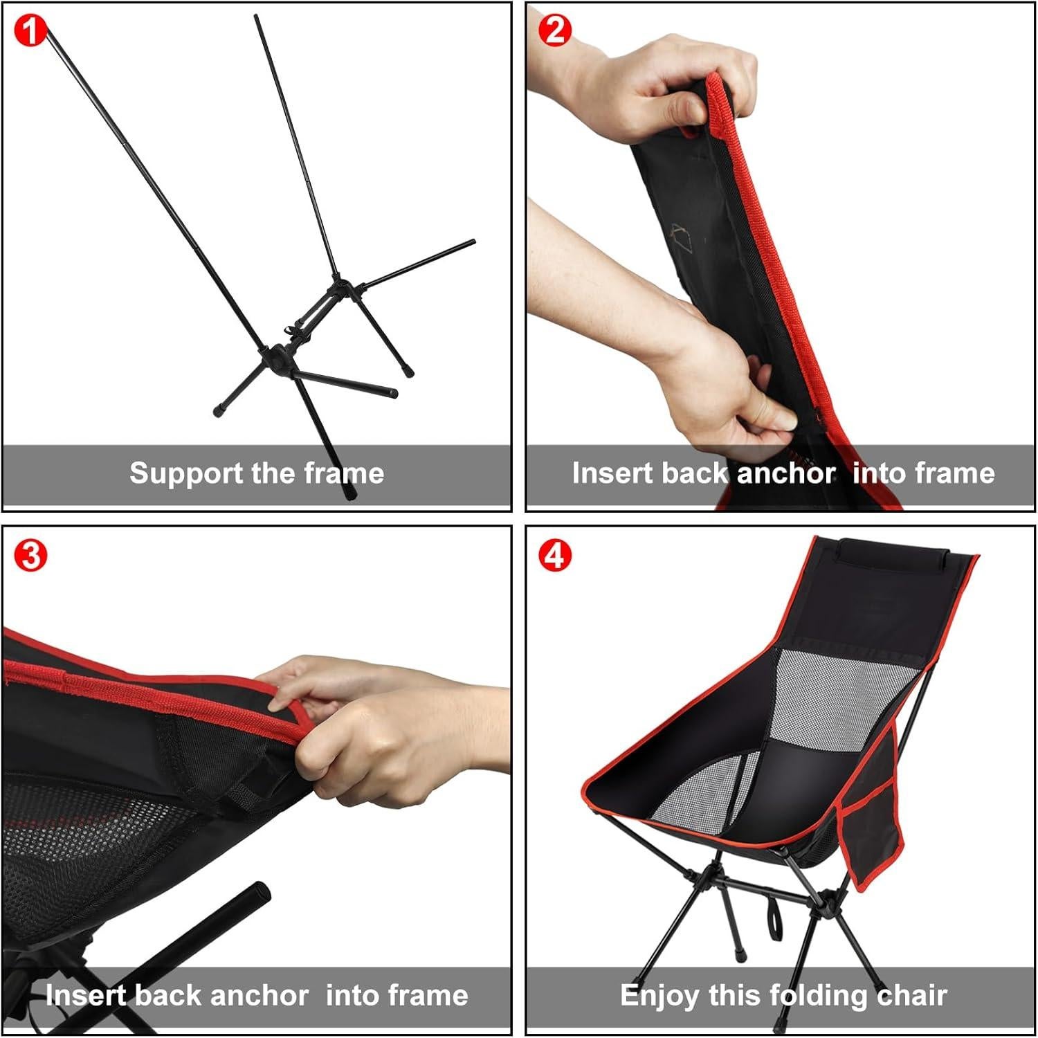 Camping Chairs Portable, Foldable Chair Lightweight, Backpacking Chair for Adults, Folding Chairs for Outside Camp (Large)