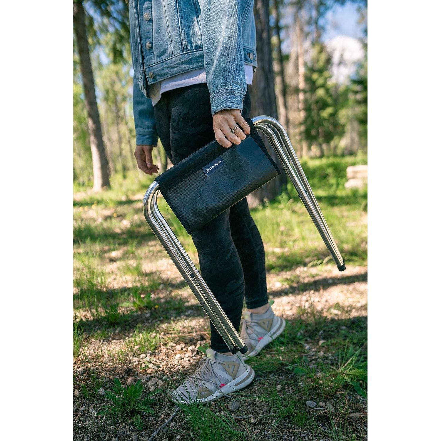 Taburete de Camping Plegable Stansport Aluminio Negro 90.72kg