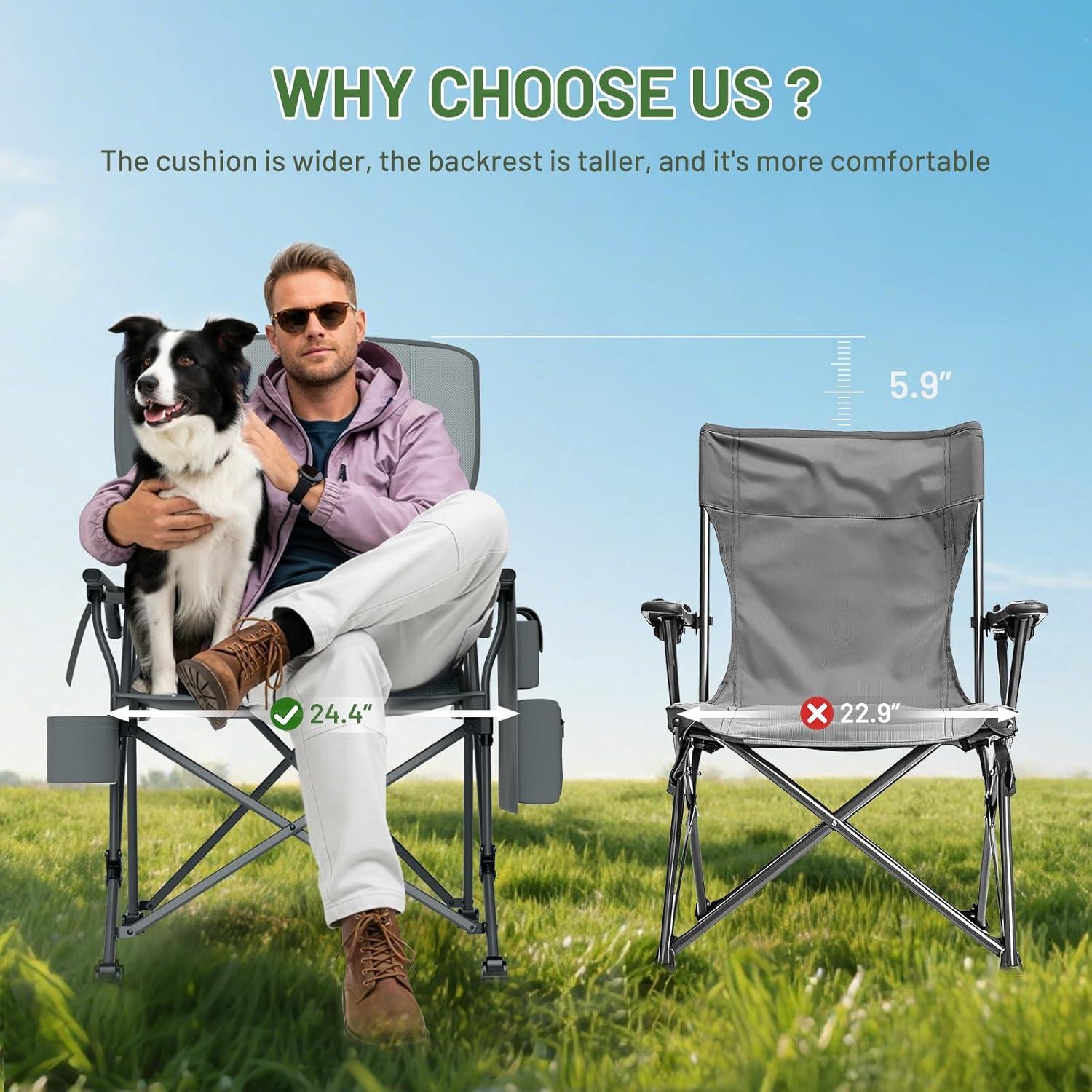 Silla de Camping Plegable Timber Ridge Soporte Lumbar 227kg Gris