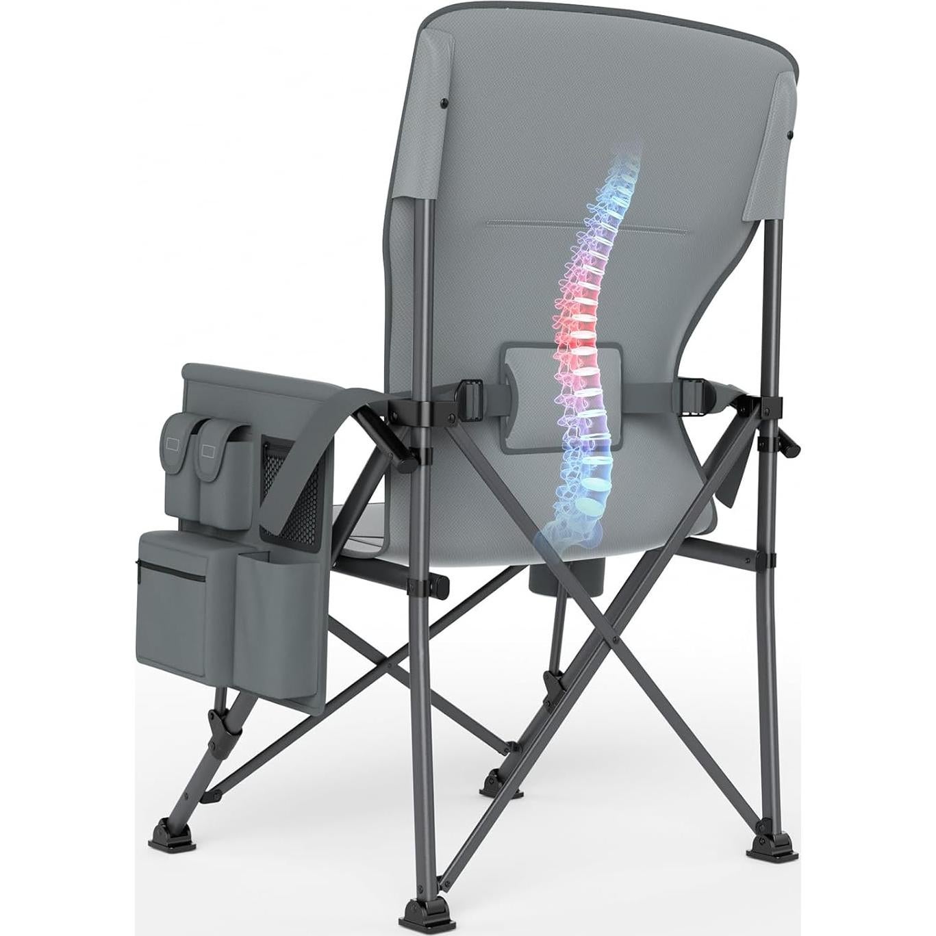 Silla de Camping Plegable Timber Ridge Soporte Lumbar 227kg Gris