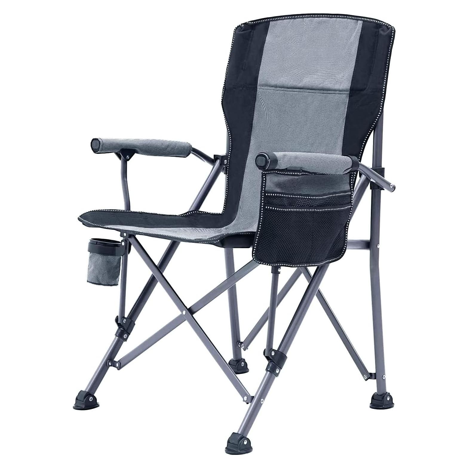Silla de Camping Plegable Lamberia Gris Alta Resistencia 150kg