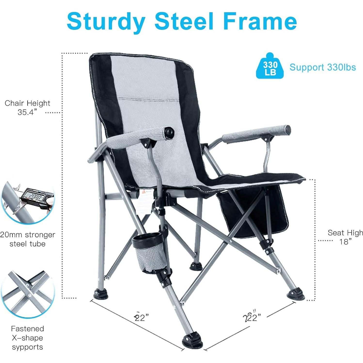 Silla de Camping Plegable Lamberia Gris Alta Resistencia 150kg