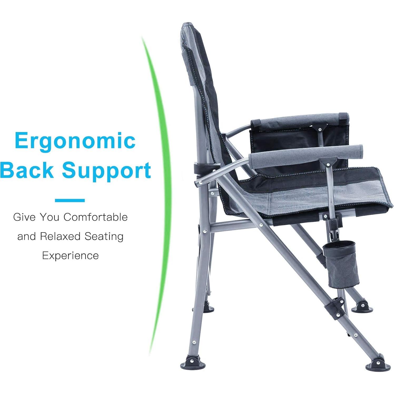 Silla de Camping Plegable Lamberia Gris Alta Resistencia 150kg