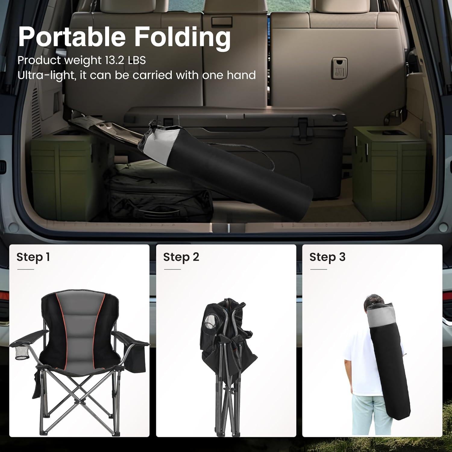 Silla de Camping Plegable HIGH POINT SPORTS 204 kg Negra