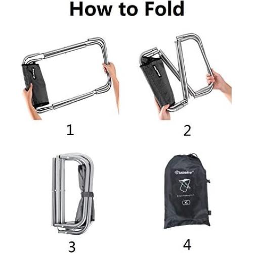 Camping Stool, 16in Tall Large Size Folding Stool with Carry Bag, Aluminum Alloy Bracket, 1.5lbs Lightweight, Load Capacity to 300lbs, for Travel, Hiking, BBQ, Fishing, Beach(Grey)