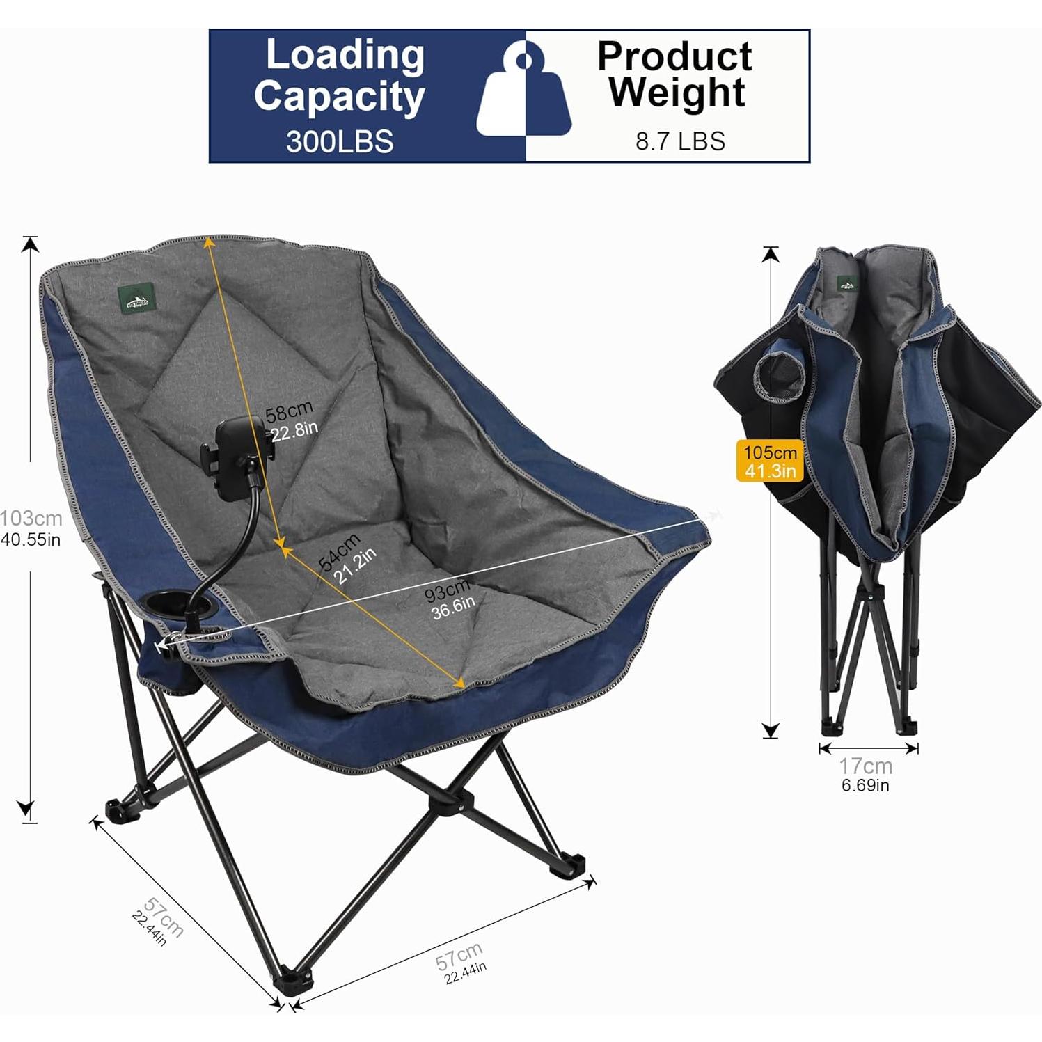 Silla de Camping Plegable Northroad Acolchada 136 kg Morado