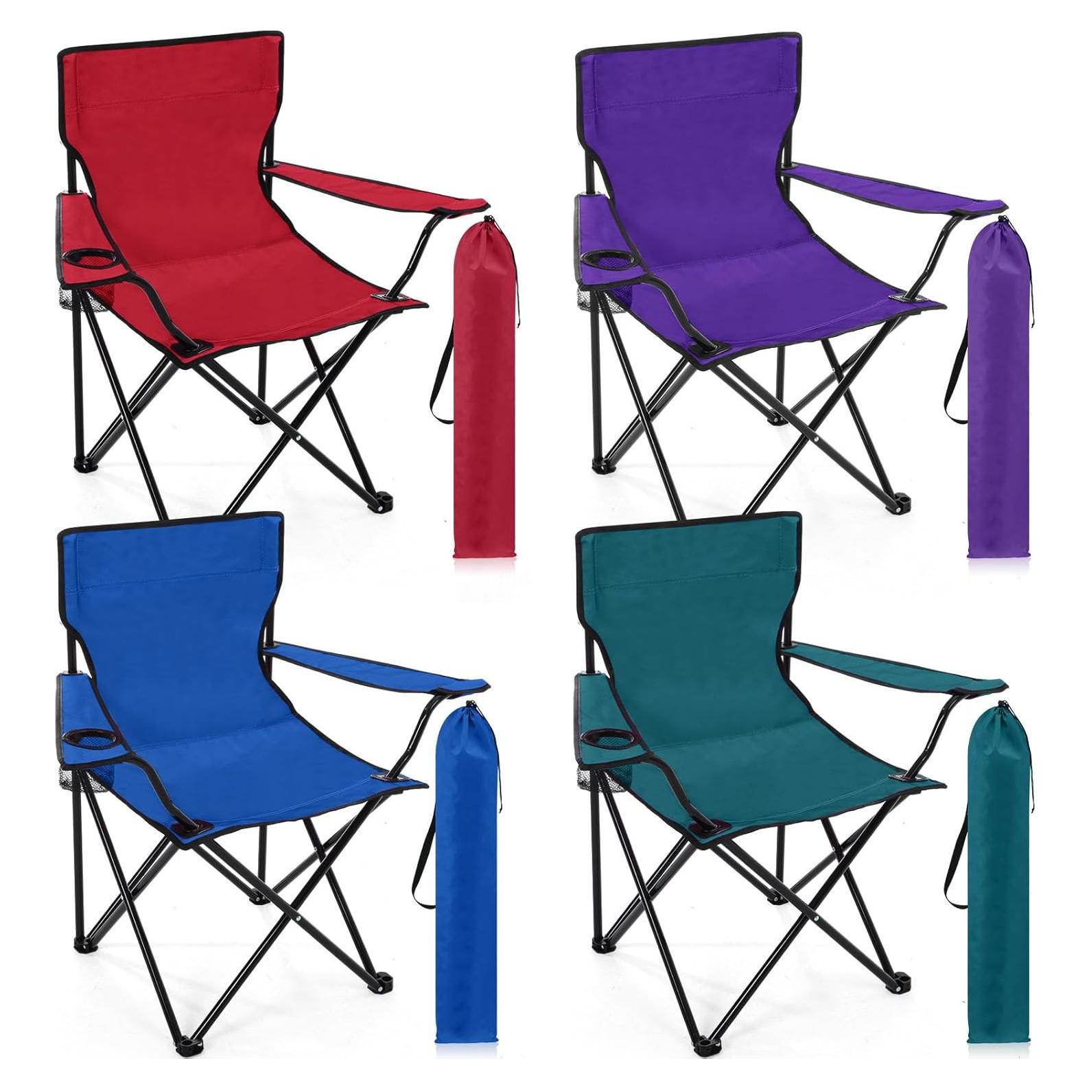 4 Sillas de Camping Plegables Anglechic con Portavasos