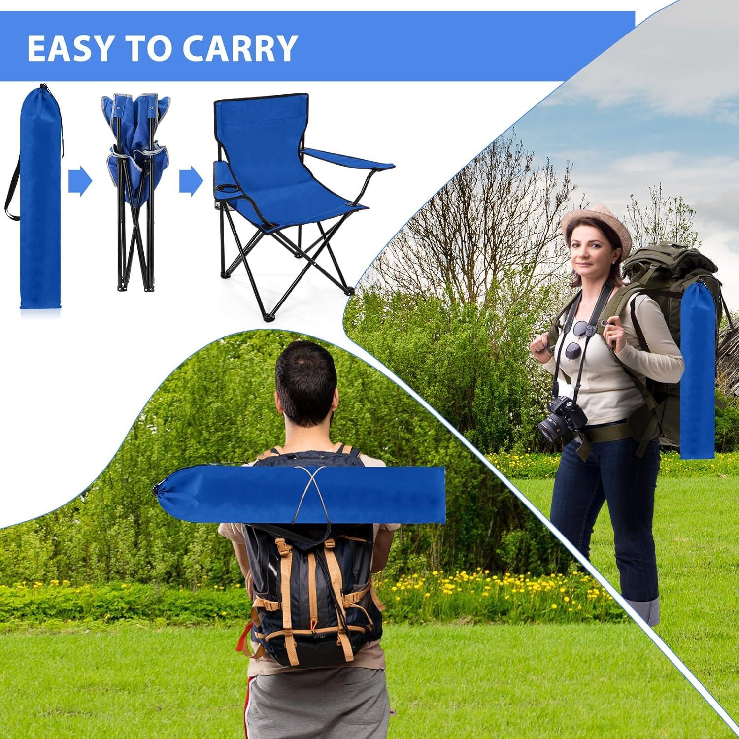 4 Sillas de Camping Plegables Anglechic con Portavasos