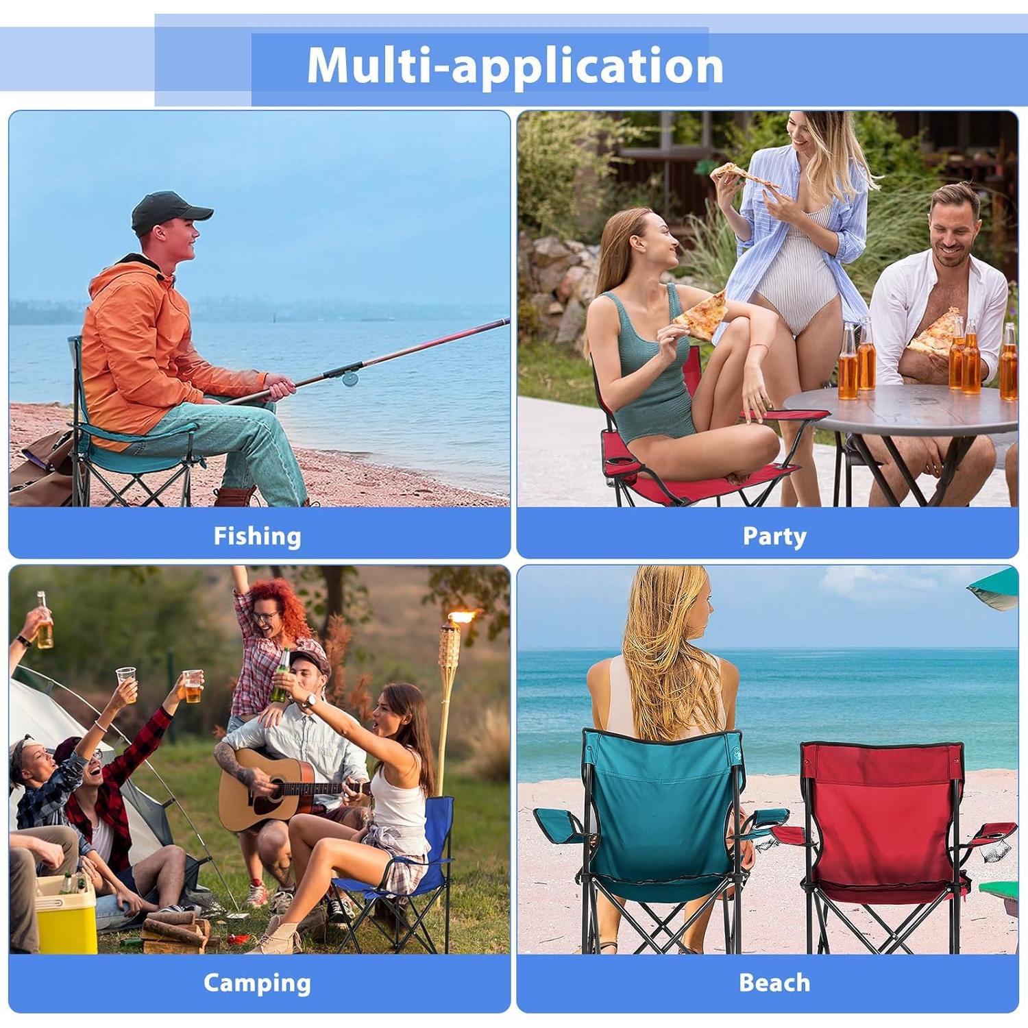 4 Sillas de Camping Plegables Anglechic con Portavasos