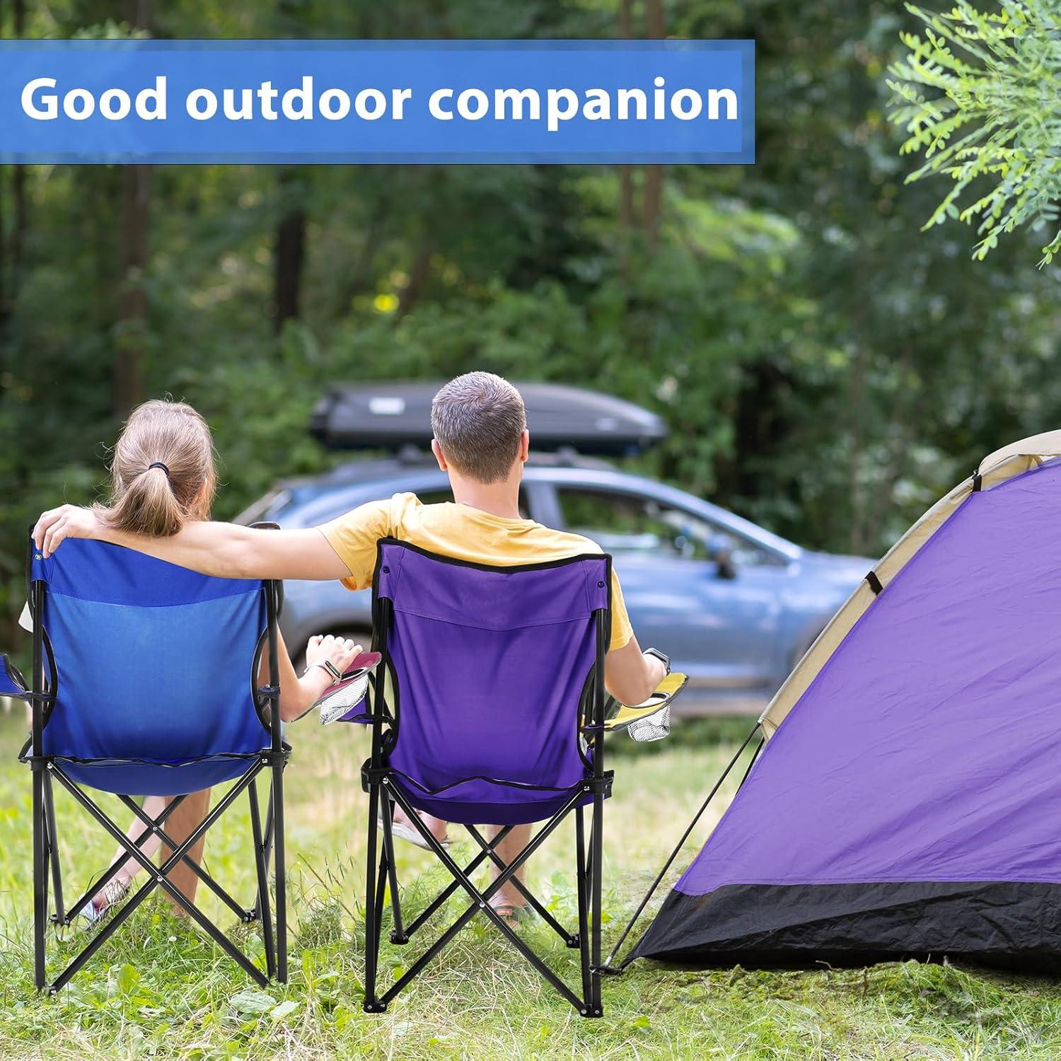 4 Sillas de Camping Plegables Anglechic con Portavasos