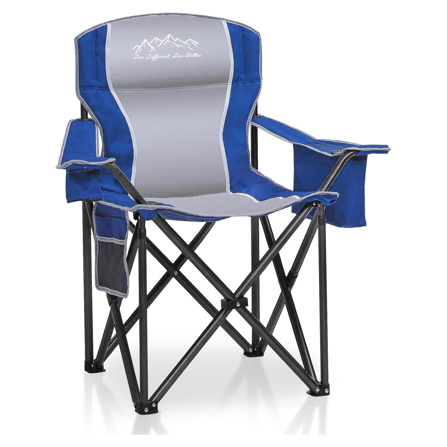 Silla de Camping Plegable SAILARY Azul con Portavasos y Bolsa
