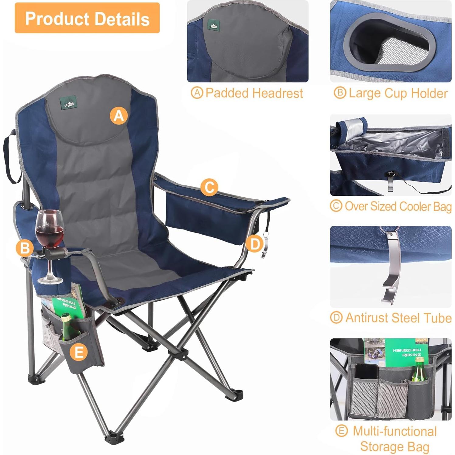 Silla de Camping Plegable Northroad Acolchada 158.76 kg Azul