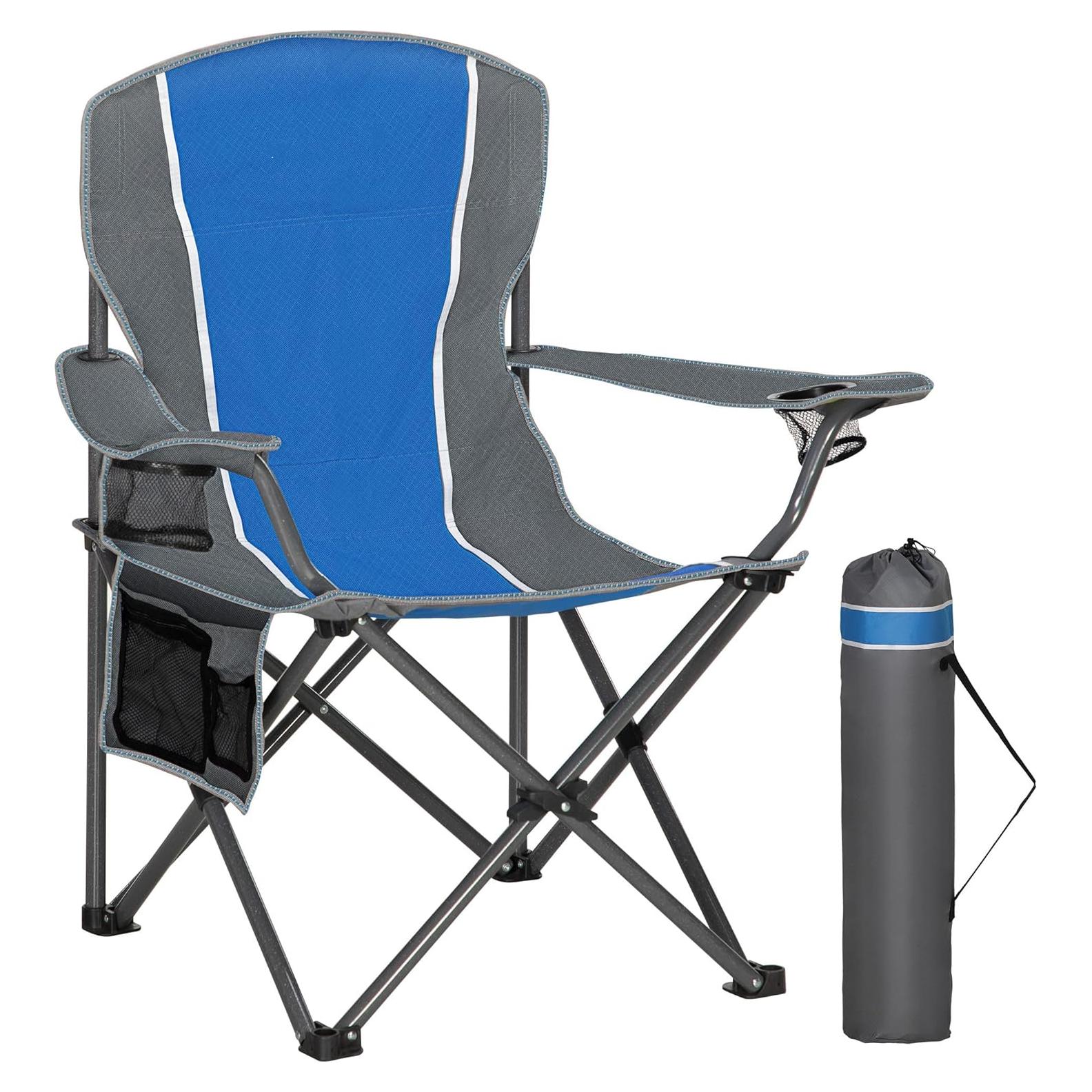 Silla de Camping Plegable HIGH POINT SPORTS Azul-Gris 158.8 KG
