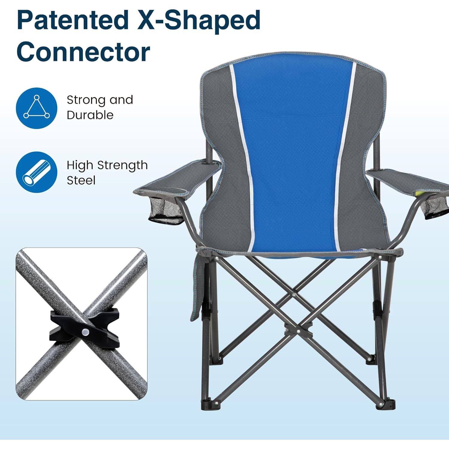 Silla de Camping Plegable HIGH POINT SPORTS Azul-Gris 158.8 KG