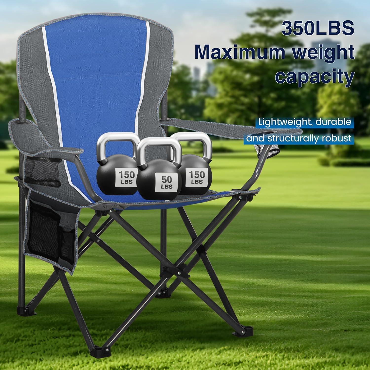 Silla de Camping Plegable HIGH POINT SPORTS Azul-Gris 158.8 KG