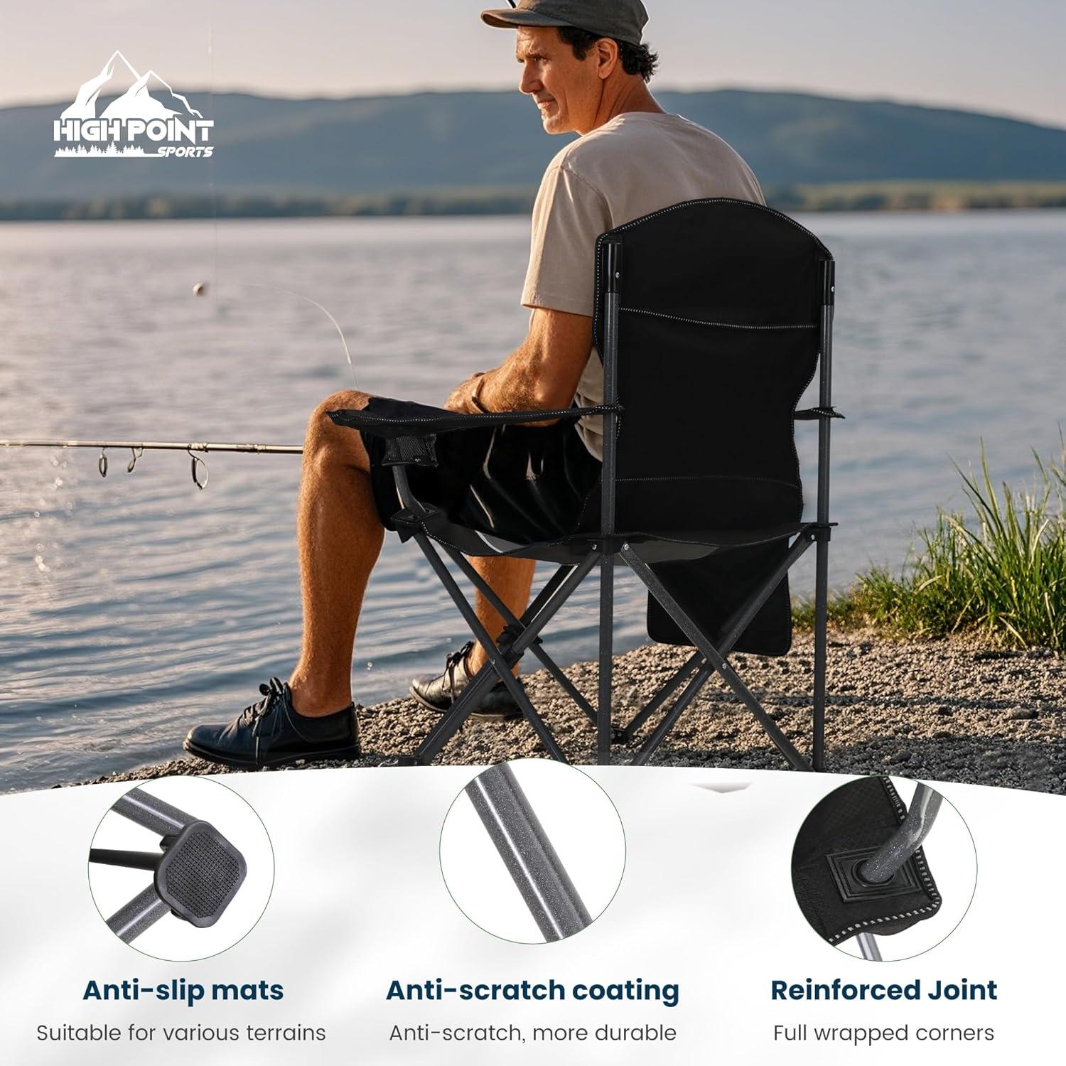 Silla de Camping Plegable HIGH POINT SPORTS Azul-Gris 158.8 KG