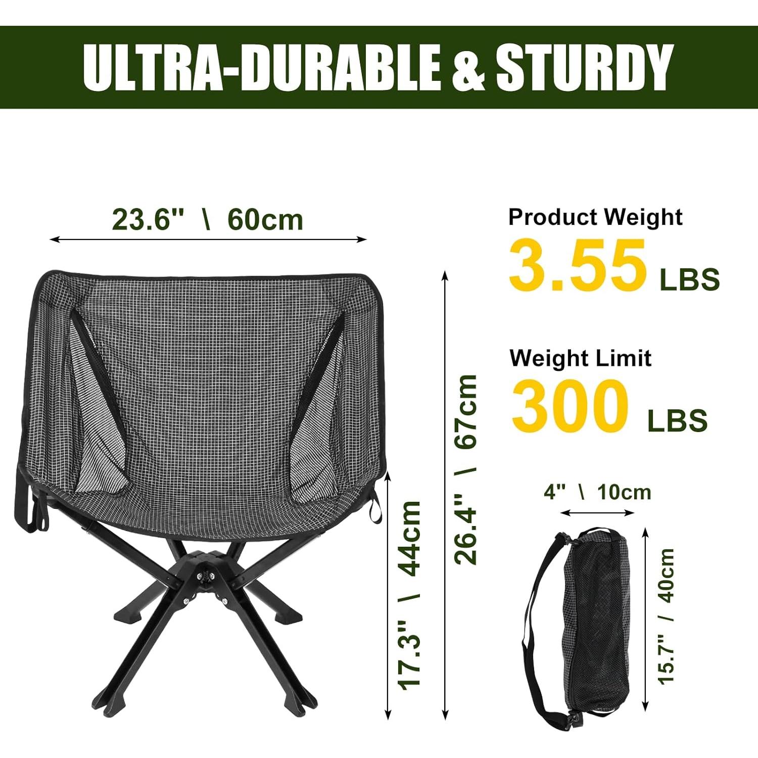 Silla de Camping Plegable UNITON Ultra Ligera 136 kg Negra