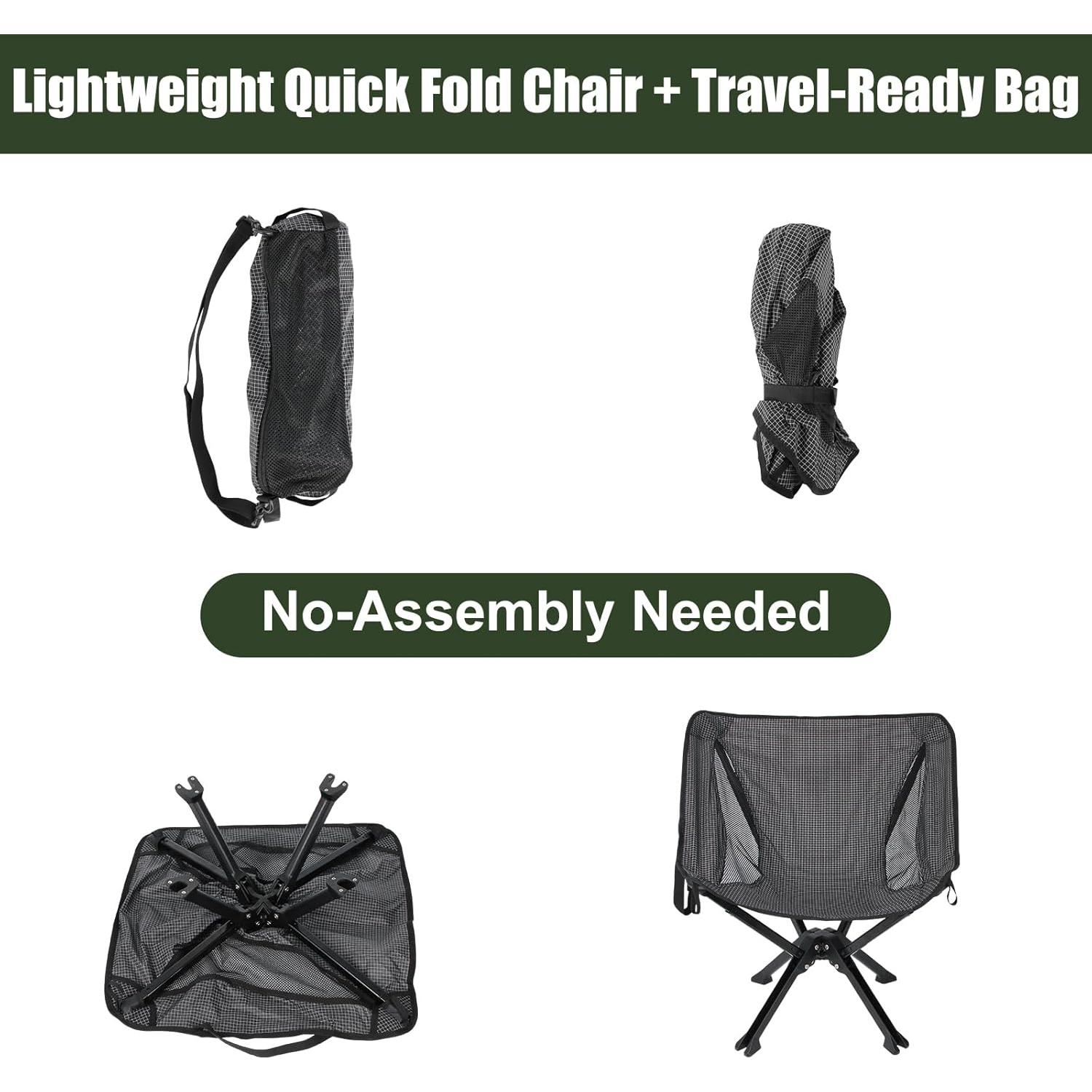 Silla de Camping Plegable UNITON Ultra Ligera 136 kg Negra