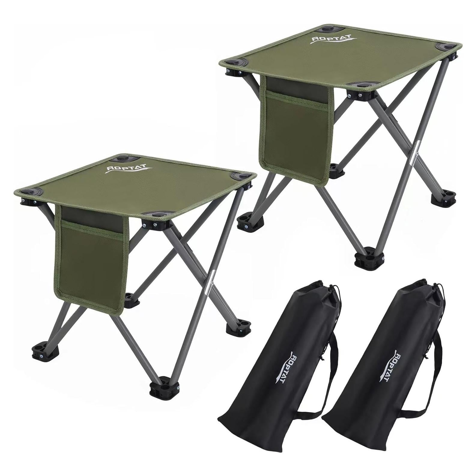 Roptat 2 Pack Camping Stool,Portable Folding Compact Lightweight Stool Seat for Camping Fishing Hiking Gardening Outdoor Walking Backpacking Travelling and Beach with Carry Bag