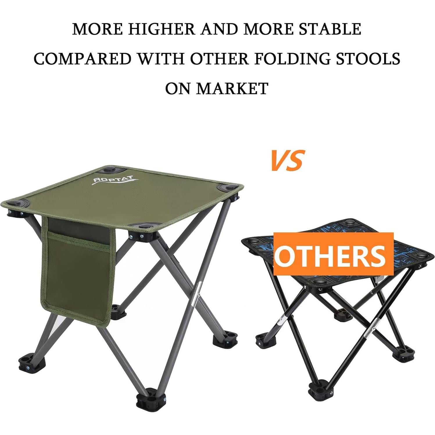 Roptat 2 Pack Camping Stool,Portable Folding Compact Lightweight Stool Seat for Camping Fishing Hiking Gardening Outdoor Walking Backpacking Travelling and Beach with Carry Bag