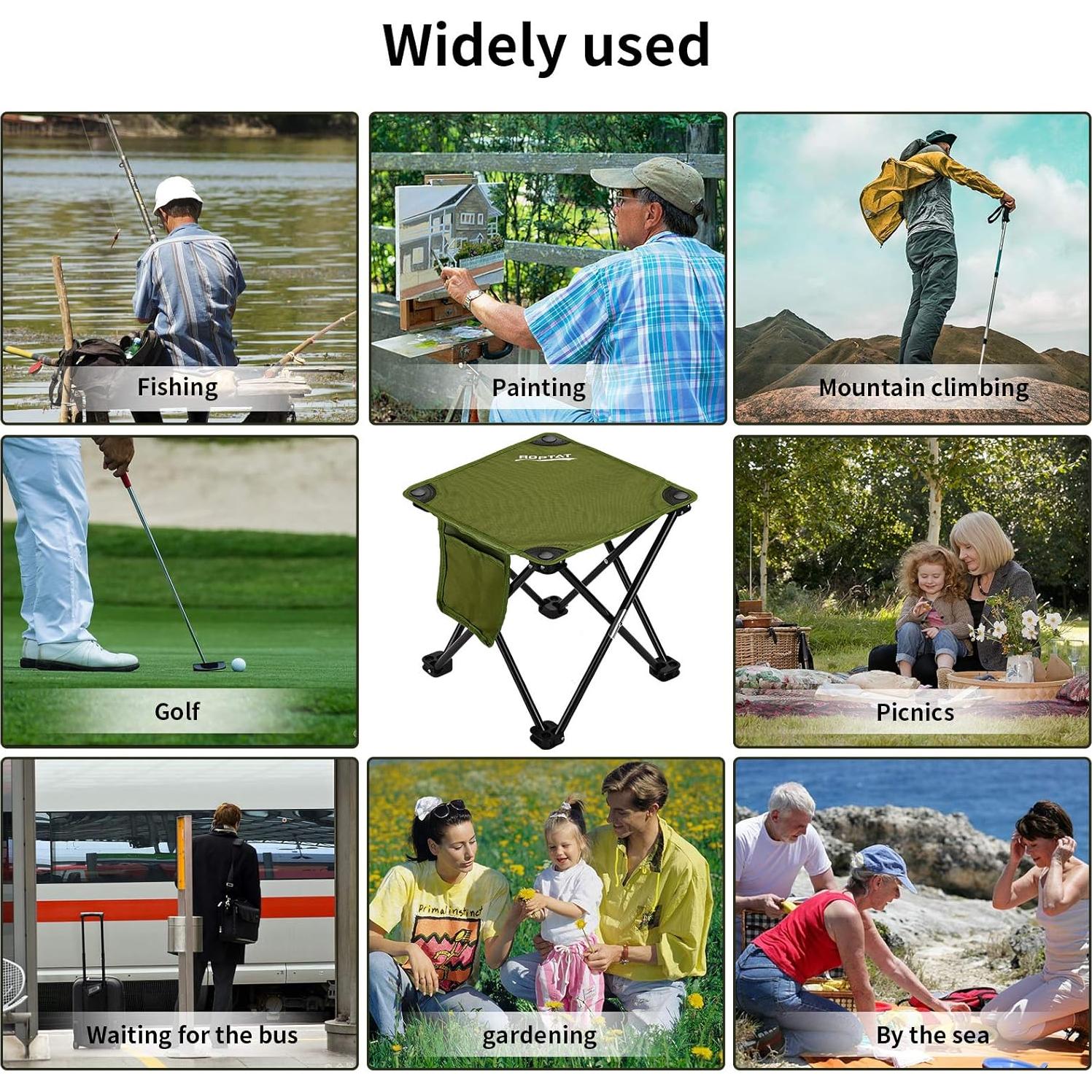 Roptat 2 Pack Camping Stool,Portable Folding Compact Lightweight Stool Seat for Camping Fishing Hiking Gardening Outdoor Walking Backpacking Travelling and Beach with Carry Bag