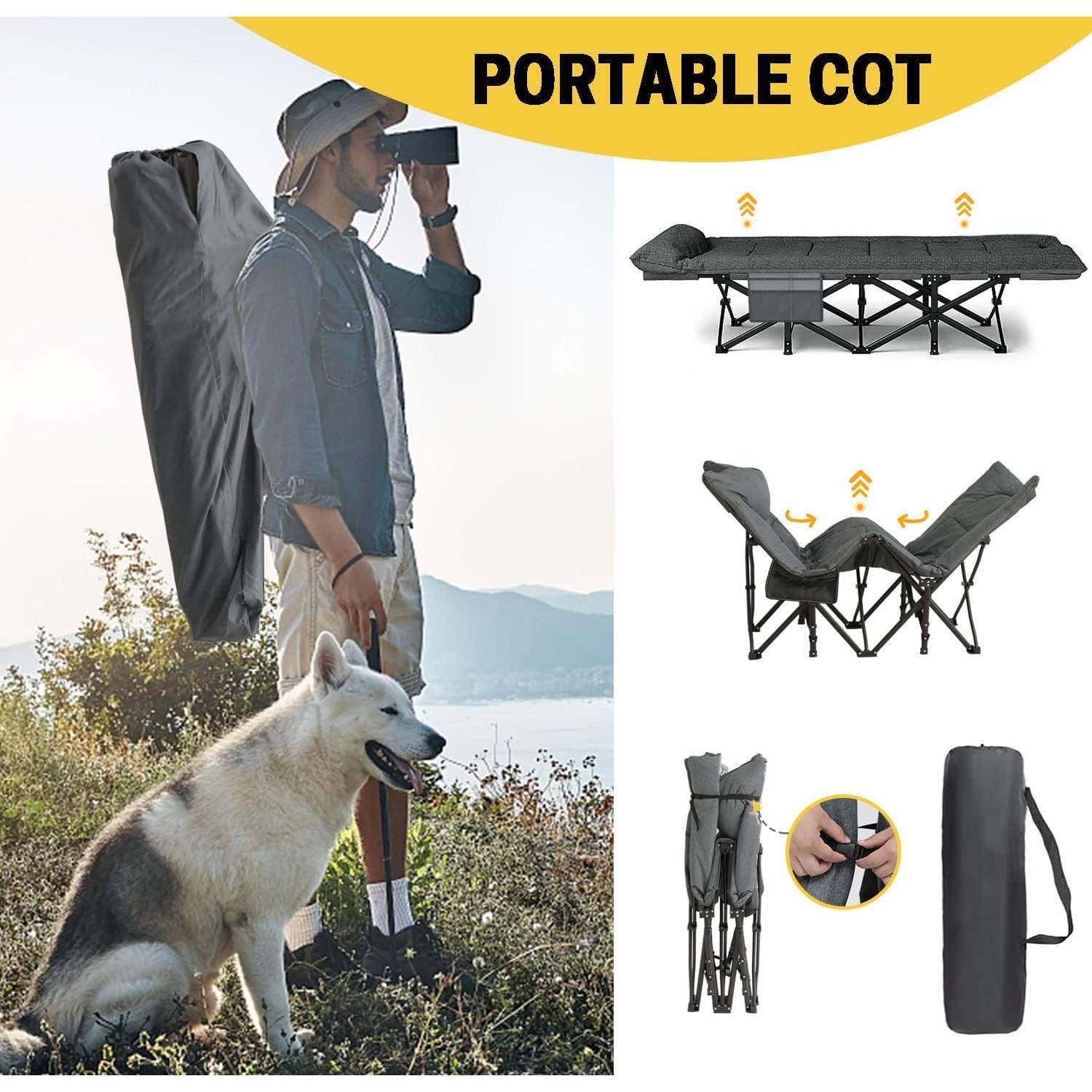 Cama de Camping Plegable ATORPOK con Cojín y Almohada 204 kg