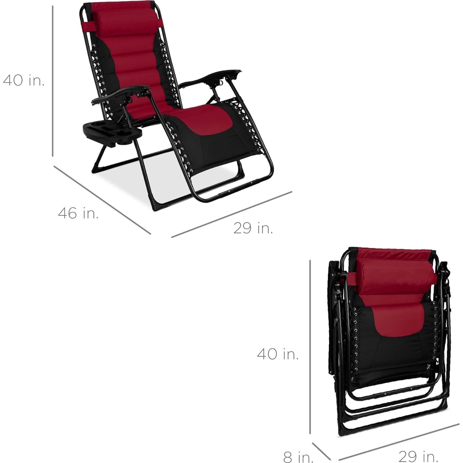 Silla de Gravedad Cero Plegable Mejor Opción XL con Reposacabezas