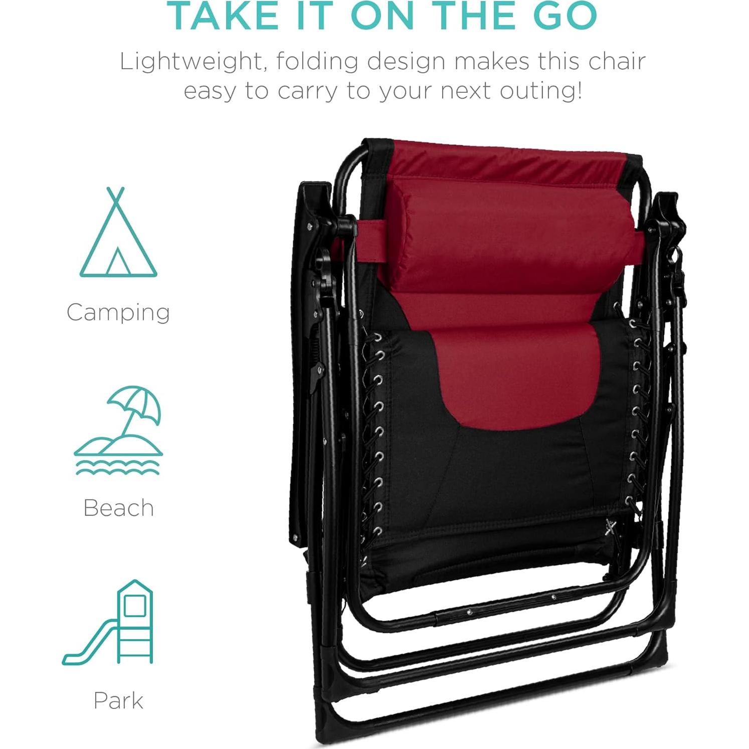 Silla de Gravedad Cero Plegable Mejor Opción XL con Reposacabezas