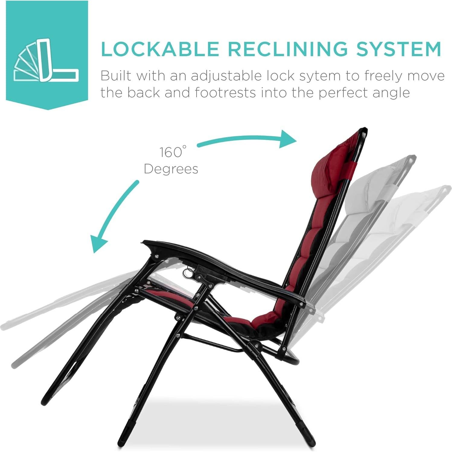 Silla de Gravedad Cero Plegable Mejor Opción XL con Reposacabezas
