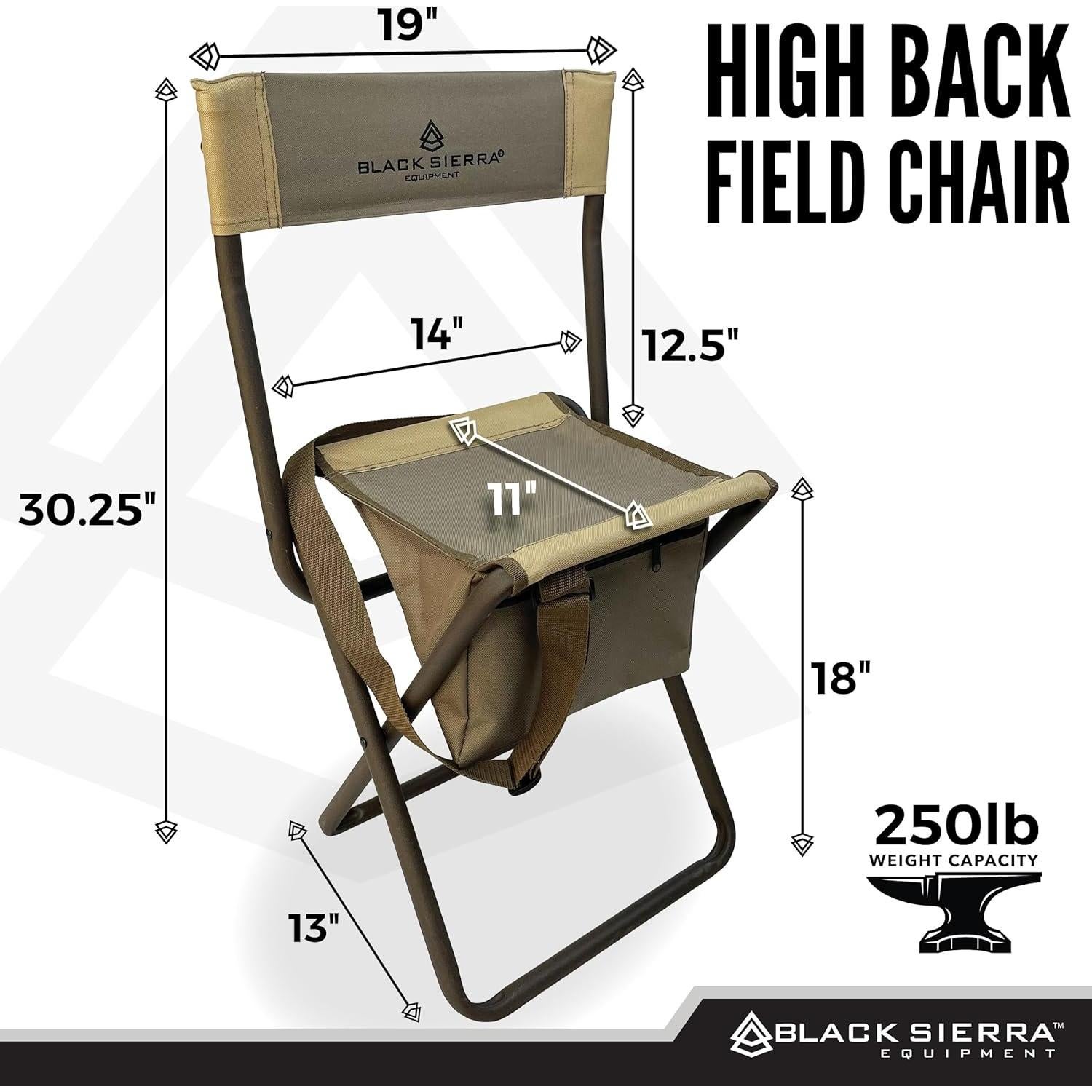 Silla de Caza Plegable Black Sierra HCH-025 Respaldo Alto 113 KG