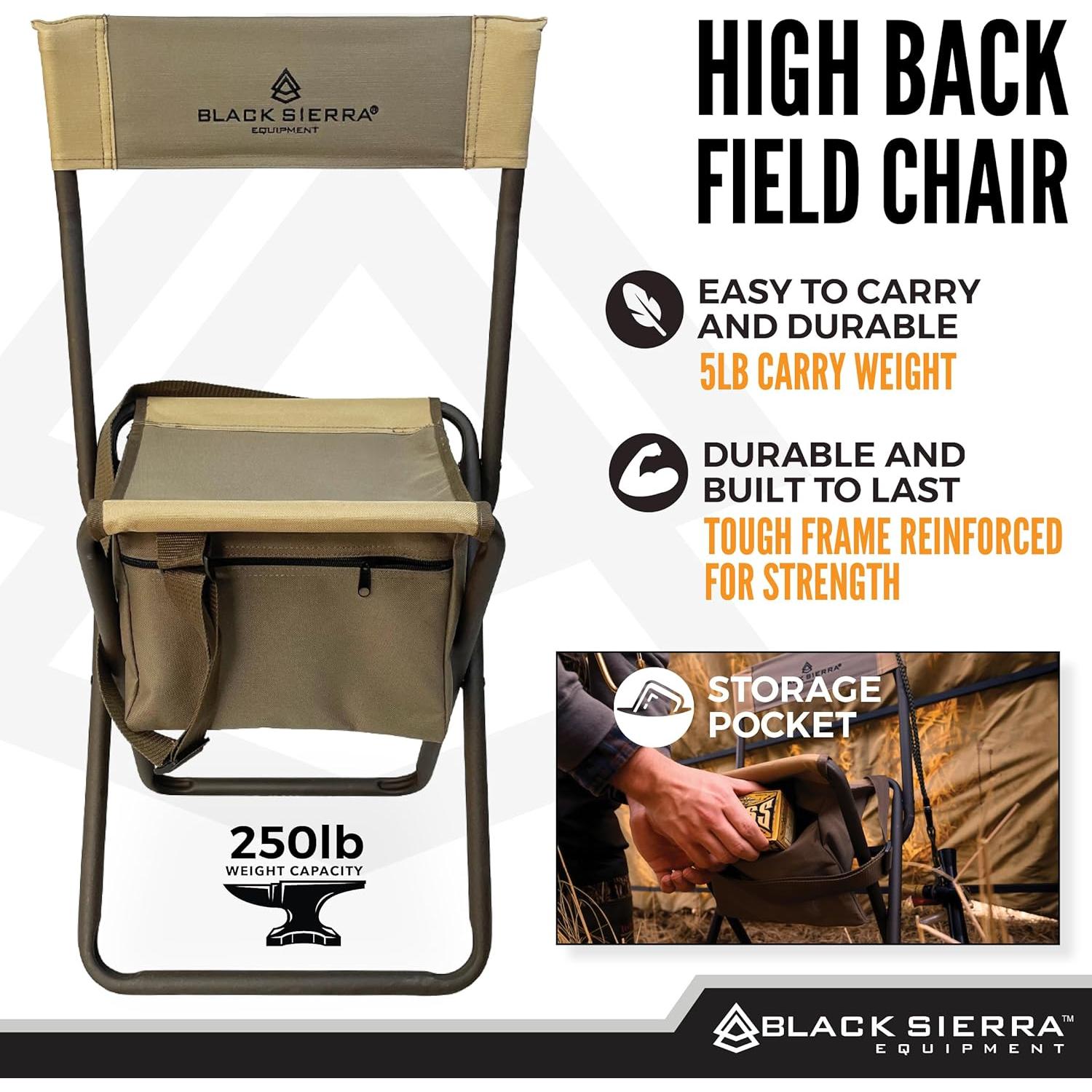 Silla de Caza Plegable Black Sierra HCH-025 Respaldo Alto 113 KG