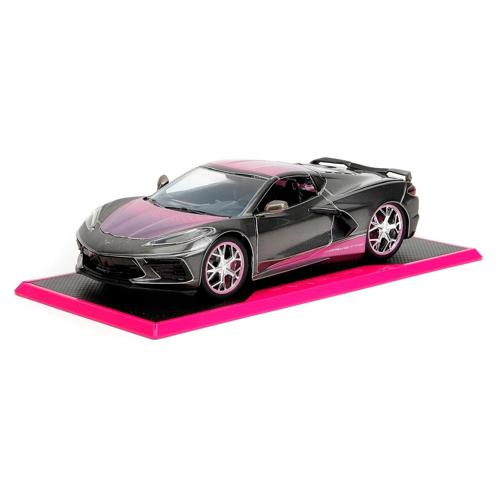 Coche Die-Cast Jada Toys 2020 Chevy Corvette 1:24 Gris/Rosa