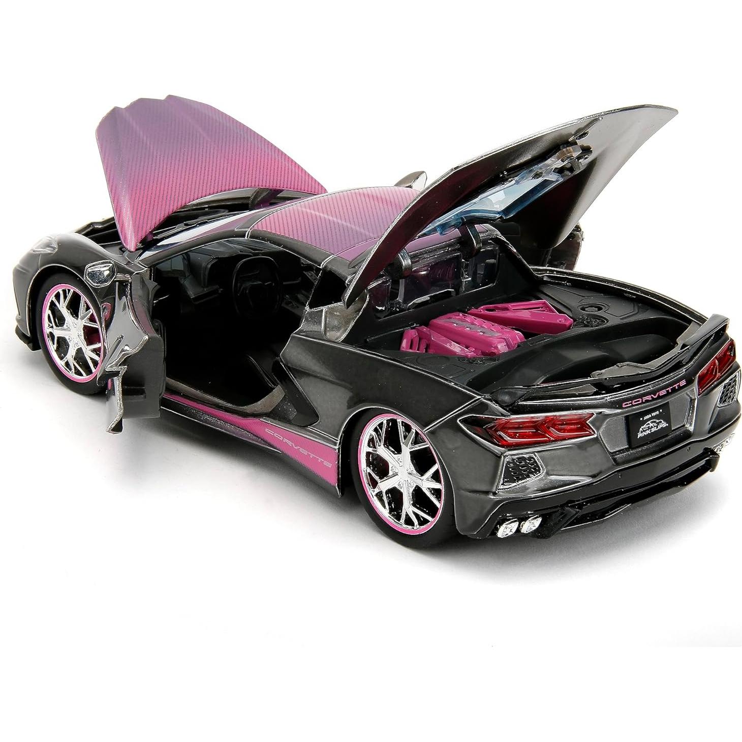 Coche Die-Cast Jada Toys 2020 Chevy Corvette 1:24 Gris/Rosa