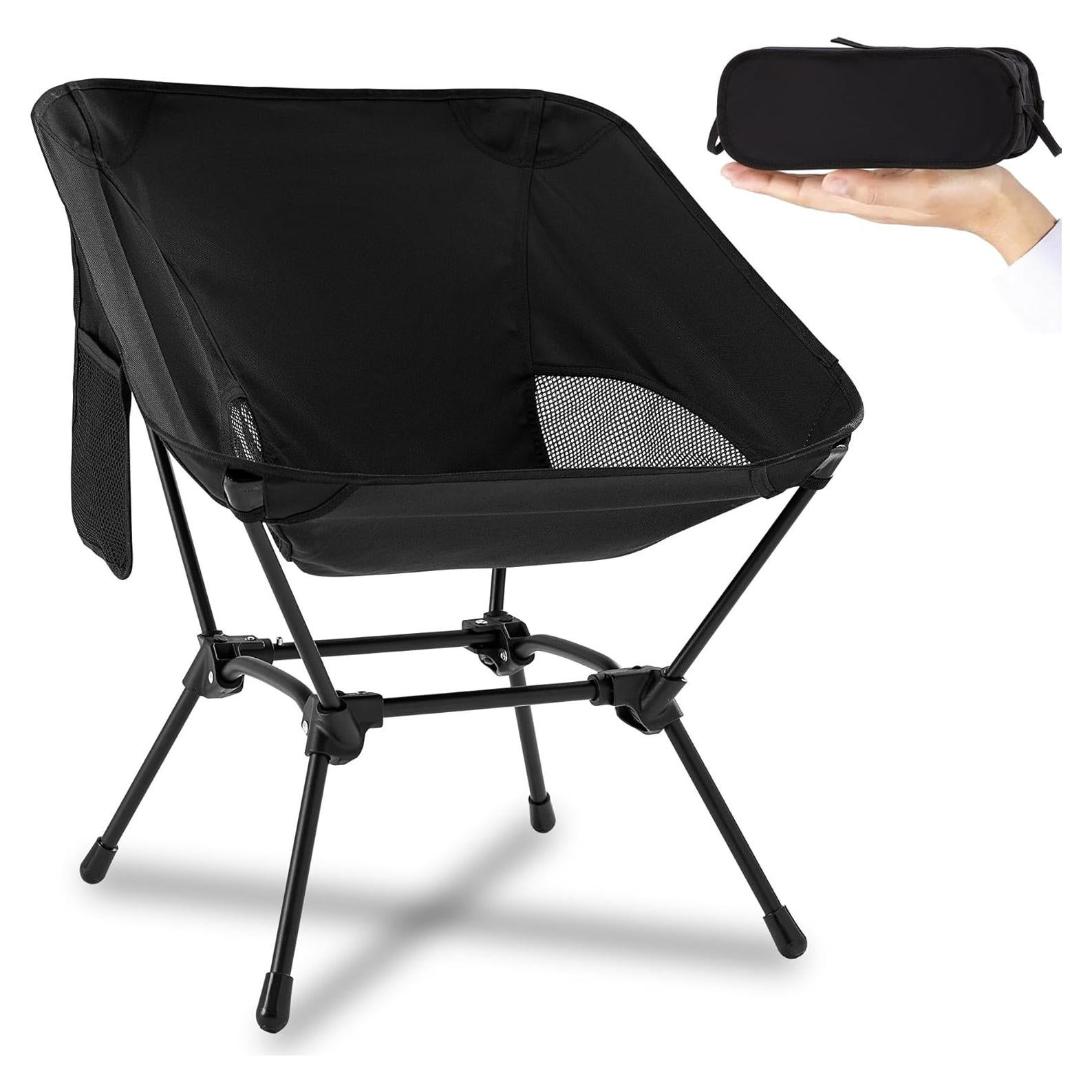 Silla de Camping Plegable DwelSpire Respaldo Corto Negra 150kg