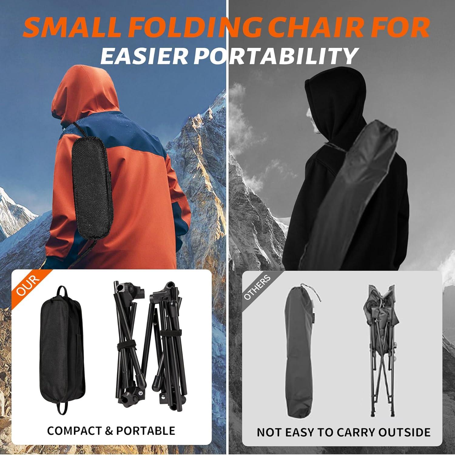 Silla de Camping Plegable DwelSpire Respaldo Corto Negra 150kg