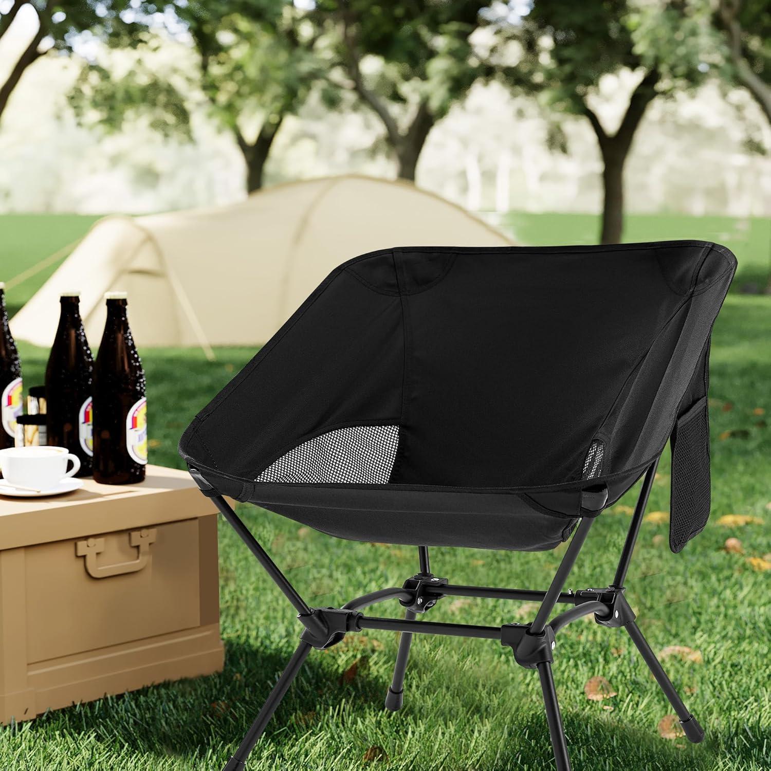 Silla de Camping Plegable DwelSpire Respaldo Corto Negra 150kg