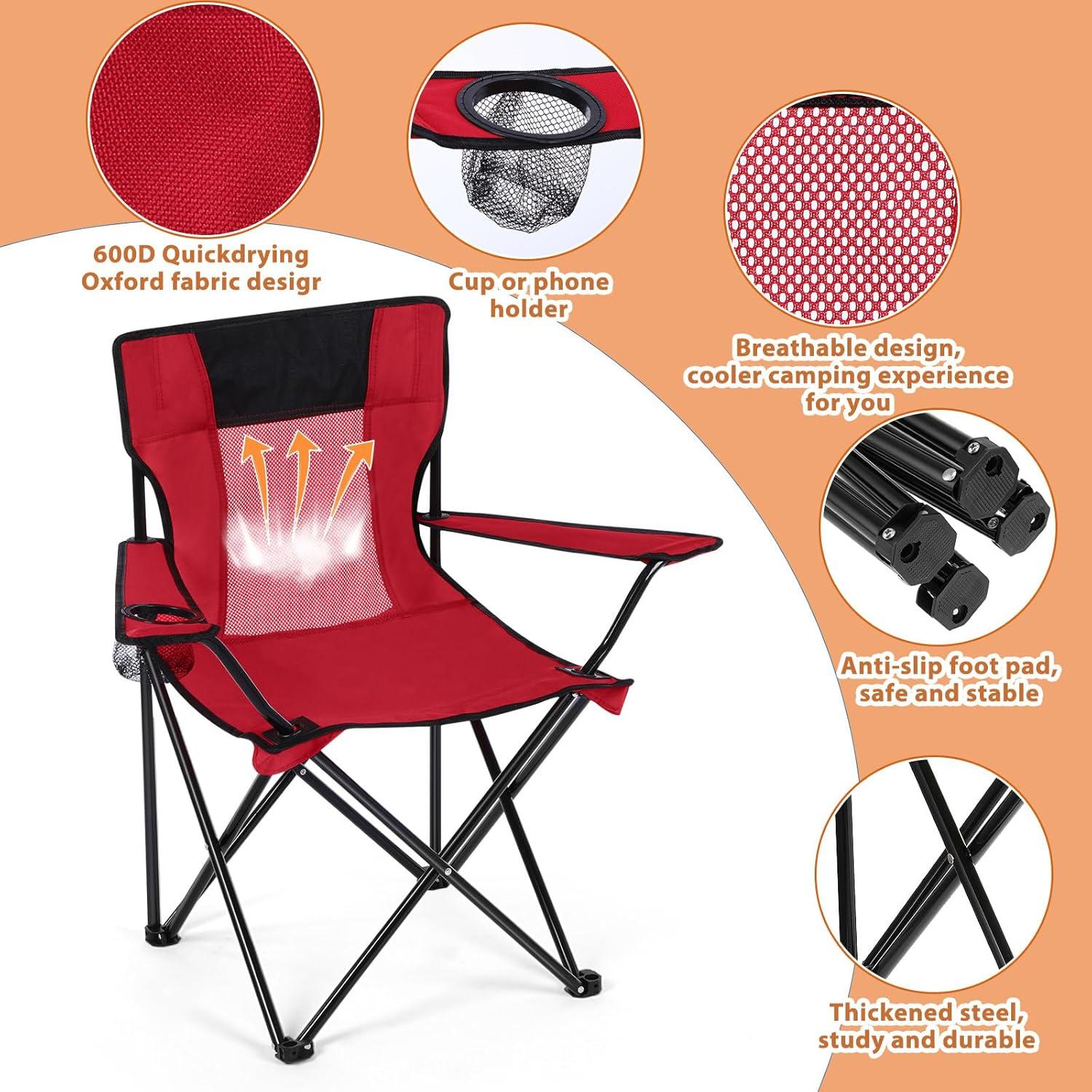 Silla de Camping Plegable Shellwei 4 Pcs Transpirable 120 kg