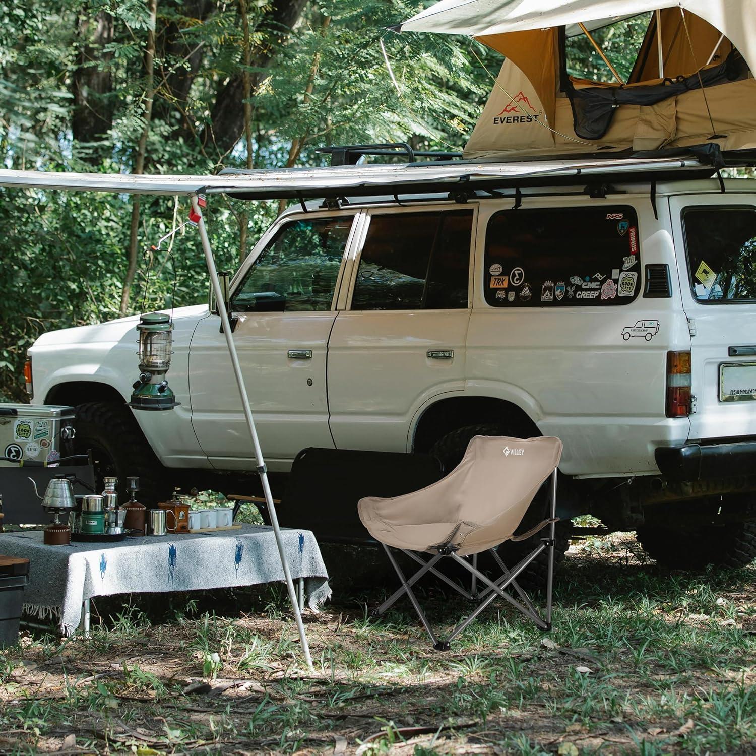 Silla de Camping Plegable VILLEY Beige 3.03 kg para Exterior